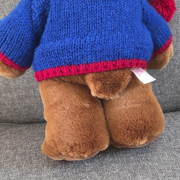 Vintage Charming Brown Teddy Bear with Blue Knit Outfit - Picture 3 of 6